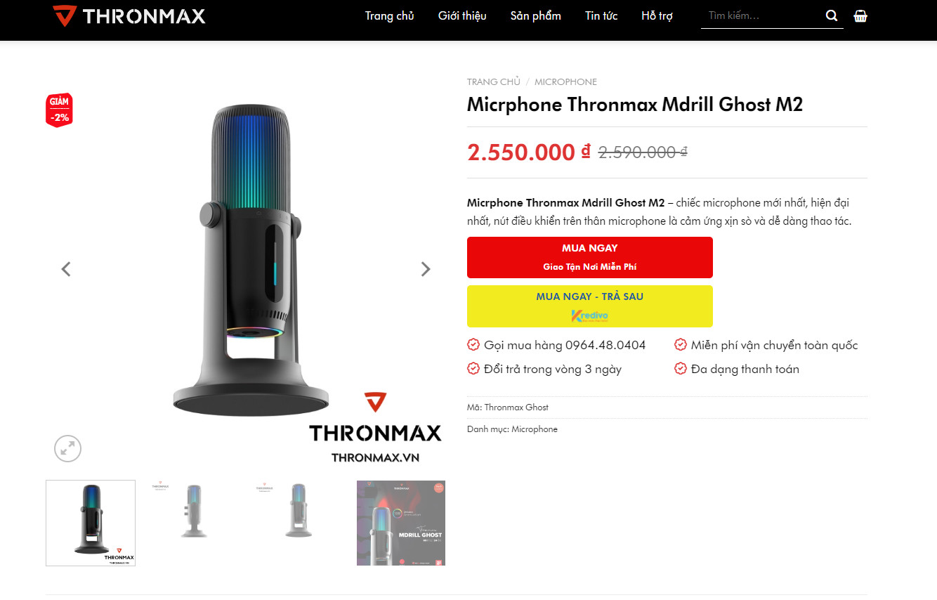 Giá bán lẻ của Microphone Thronmax Ghost M2 RGB