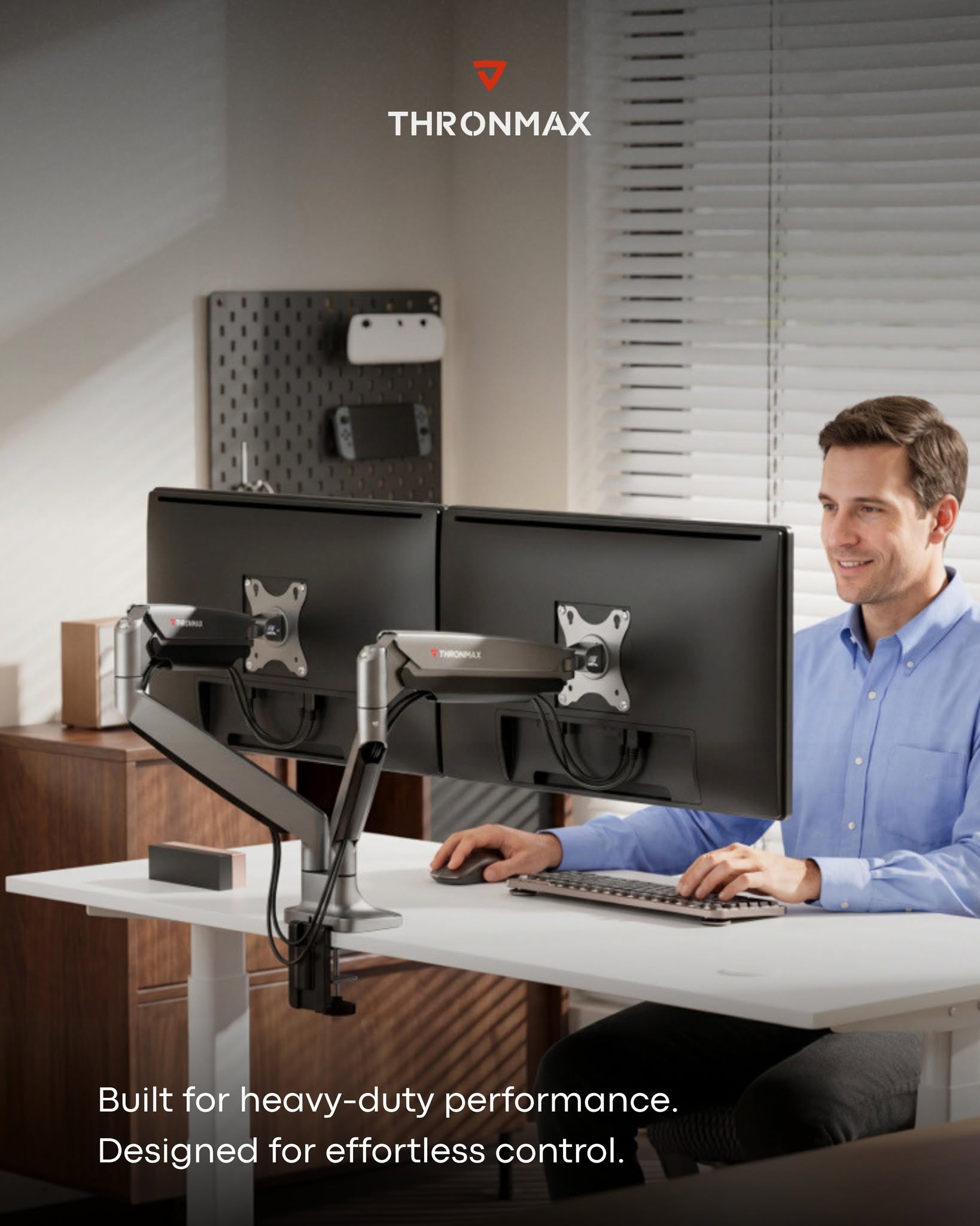 Cách chọn arm màn hình phù hợp: 6 tiêu chí cần biết trước khi mua 3 Arm màn mình đôi Thronmax MS-60 Monitor Stand